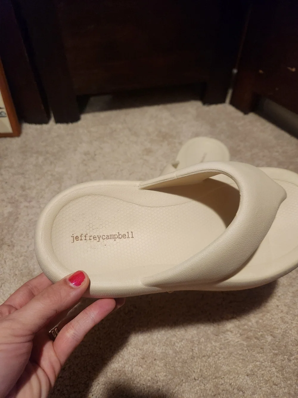 Jeffrey Campbell Cream Platform Thong Sandals